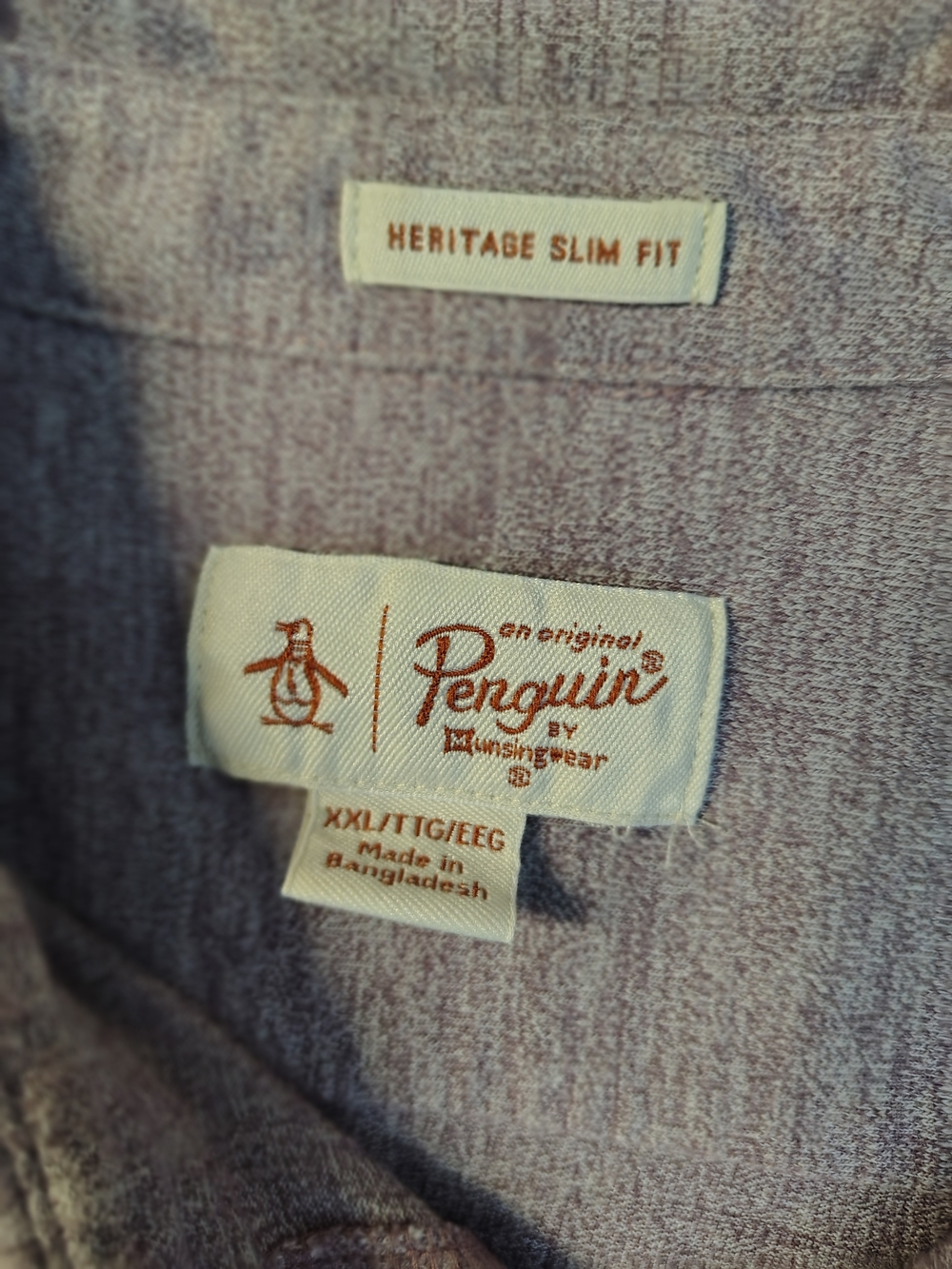 Original Penguin Heritage Slim Fit Long Sleeve Heathered Button Down XXL - Picture 3 of 6
